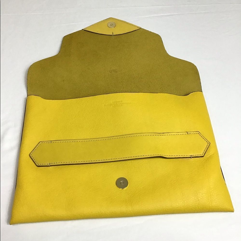 Boldrini Oversized Selleria Yellow Leather Portfolio Envelope Style Clutch - Picture 7 of 12
